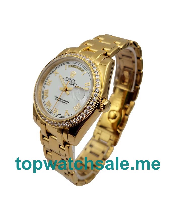 UK White Dials Gold Rolex Day-Date 118348 Replica Watches