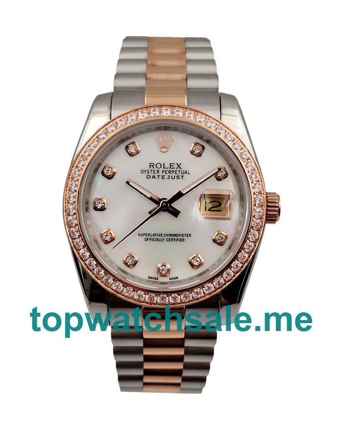 UK White Mother-of-pearl Dials Steel And Rose Gold Rolex Datejust 126281 Replica Watches