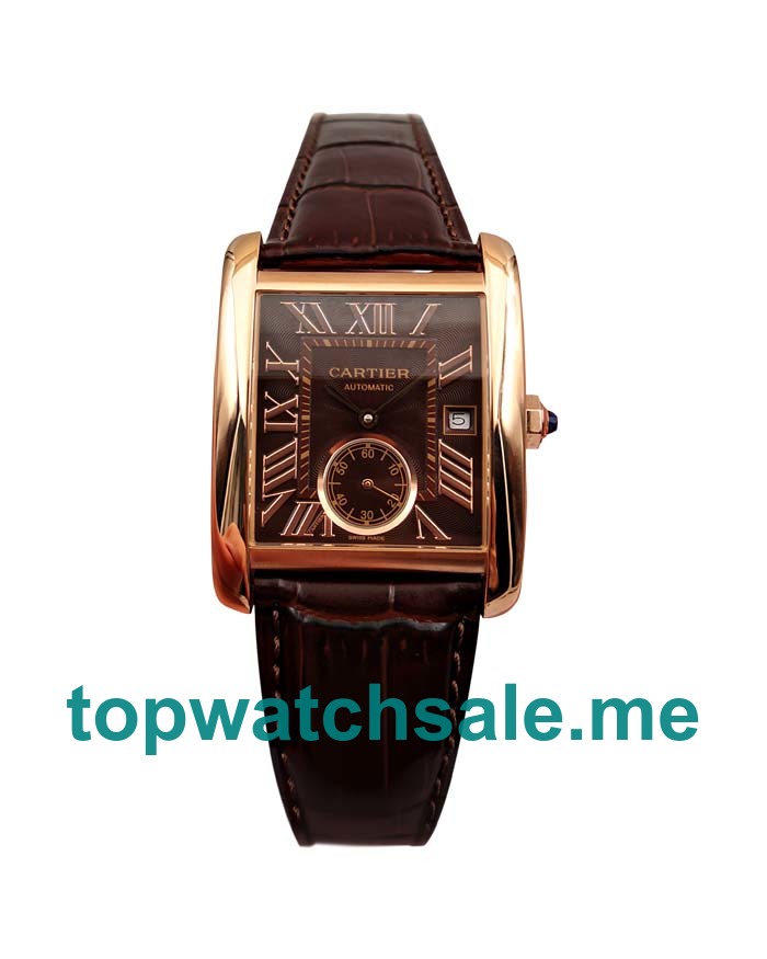 UK Brown Dials Rose Gold Cartier Tank MC W5330002 Replica Watches
