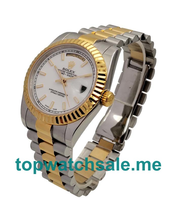 UK White Dials Steel And Gold Rolex Day-Date 118238 Replica Watches