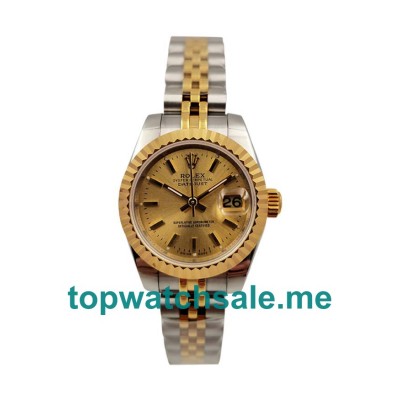 UK Champagne Dials Steel And Gold Rolex Lady-Datejust 76193 Replica Watches
