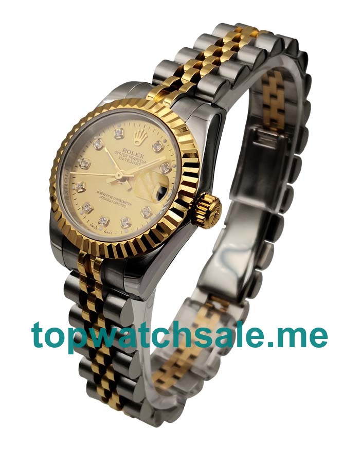UK Champagne Dials Steel And Gold Rolex Lady-Datejust 179173 Replica Watches