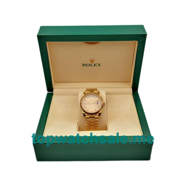 UK Champagne Dials Gold Rolex Day-Date II 218238 KW Replica Watches