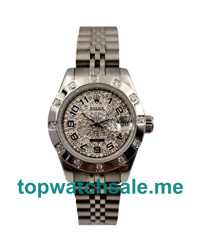 UK Silver Diamond Dials Steel Rolex Lady-Datejust 279135 Replica Watches