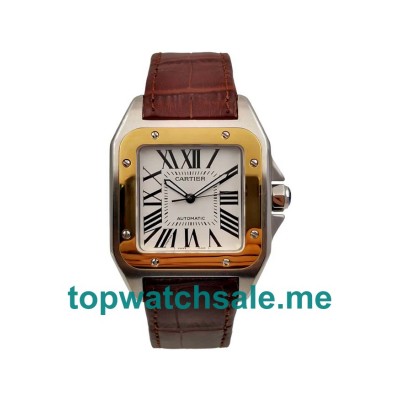UK White Dials Steel And Rose Gold Cartier Santos 100 W20107X7 Replica Watches