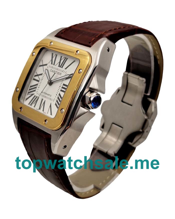 UK White Dials Steel And Rose Gold Cartier Santos 100 W20107X7 Replica Watches