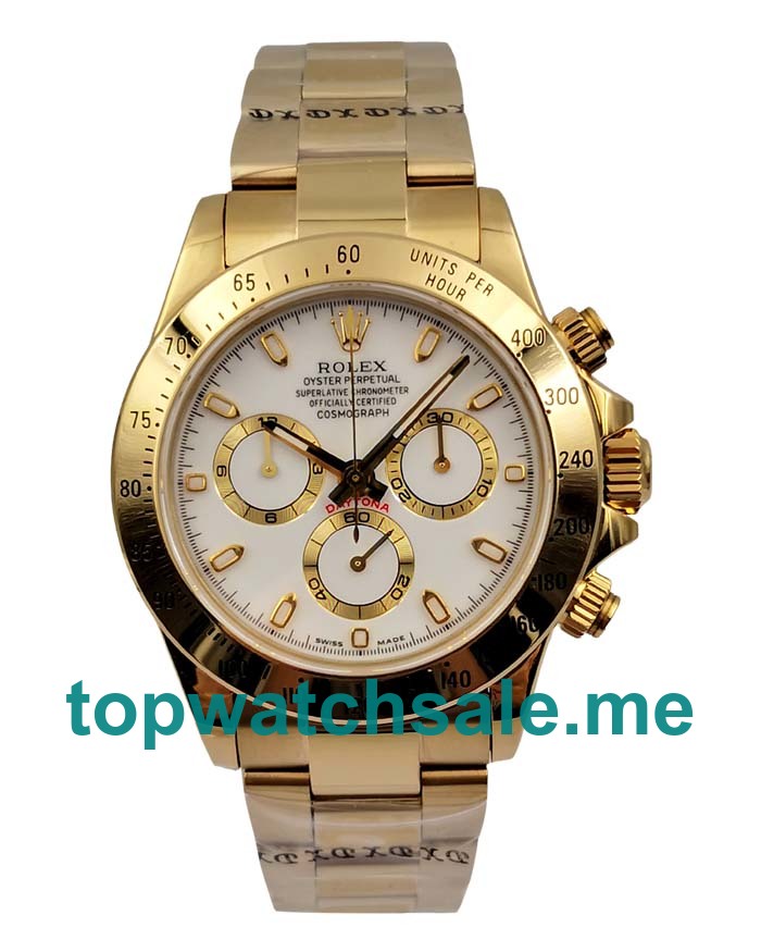 UK White Dials Gole Rolex Daytona 116528 Replica Watches