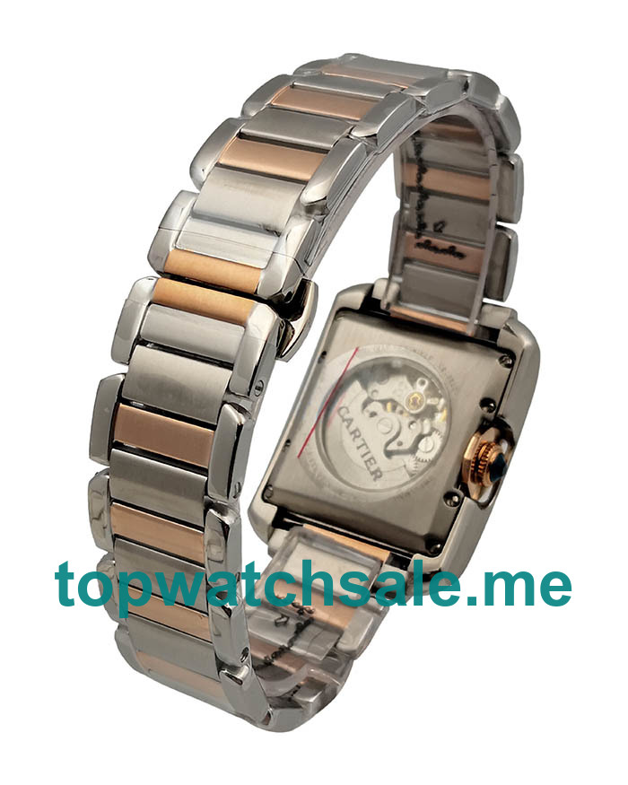 UK Silver Dials Steel And Rose Gold Cartier Tank Anglaise WT100025 Replica Watches