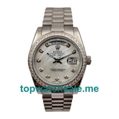 UK White Mother-of-pearl Dials Steel Rolex Day-Date 118346 Replica Watches