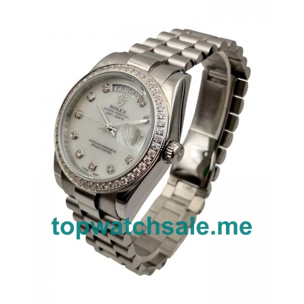 UK White Mother-of-pearl Dials Steel Rolex Day-Date 118346 Replica Watches