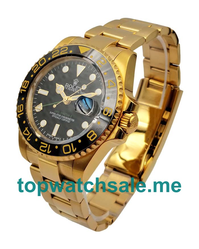 UK Black Dials Gold Rolex GMT-Master II 116718 LN Replica Watches