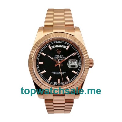 UK Black Dials Rose Gold Rolex Day-Date II 218235 Replica Watches