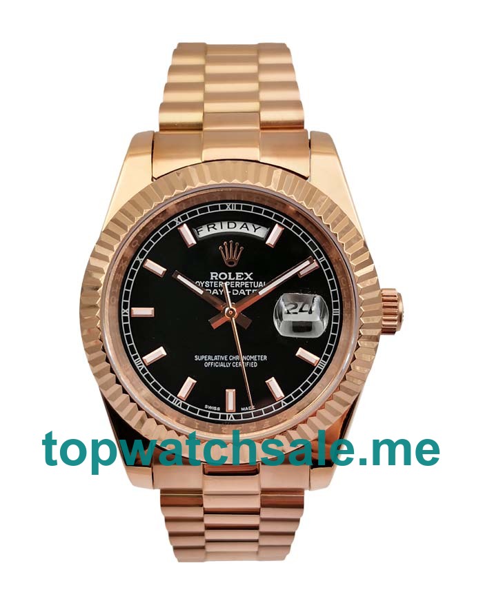 UK Black Dials Rose Gold Rolex Day-Date II 218235 Replica Watches