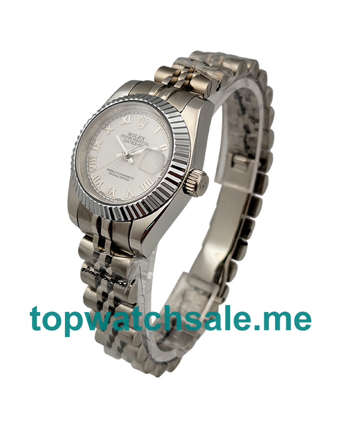 UK White Dials Steel And White Gold Rolex Lady-Datejust 179174 Replica Watches