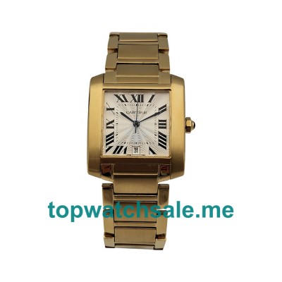 UK Silver Dials Gold Cartier Tank Francaise W50001R2 Replica Watches