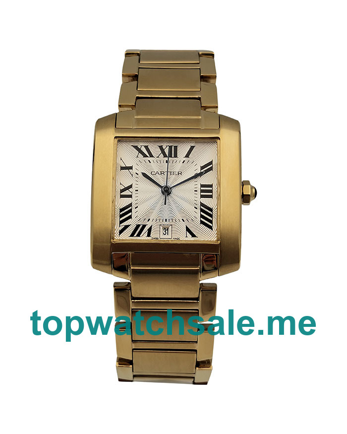 UK Silver Dials Gold Cartier Tank Francaise W50001R2 Replica Watches