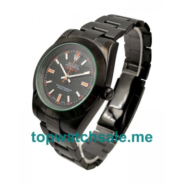 UK Black Dials Black Steel Rolex Milgauss 116400 GV Replica Watches
