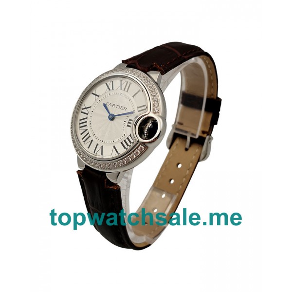 UK Silver Dials Steel Cartier Ballon Bleu W4BB0016 Replica Watches