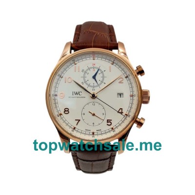UK Silver Dials Rose Gold IWC Portugieser Chrono IW390402 Replica Watches