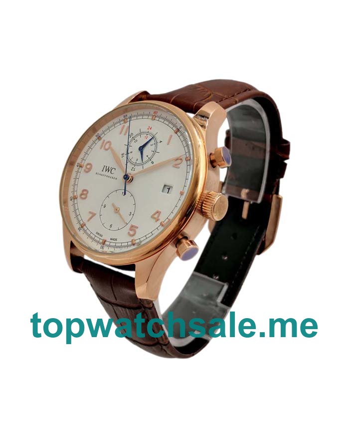 UK Silver Dials Rose Gold IWC Portugieser Chrono IW390402 Replica Watches