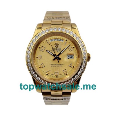 UK Champagne Dials Gold Rolex Day-Date II 218348 Replica Watches