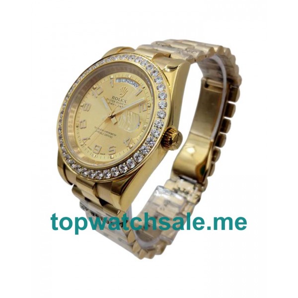 UK Champagne Dials Gold Rolex Day-Date II 218348 Replica Watches