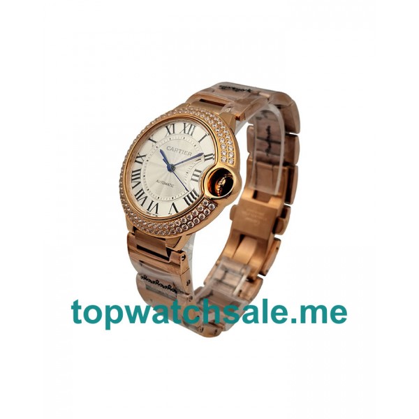 UK Silver Dials Rose Gold Cartier Ballon Bleu WE9005Z3 Replica Watches