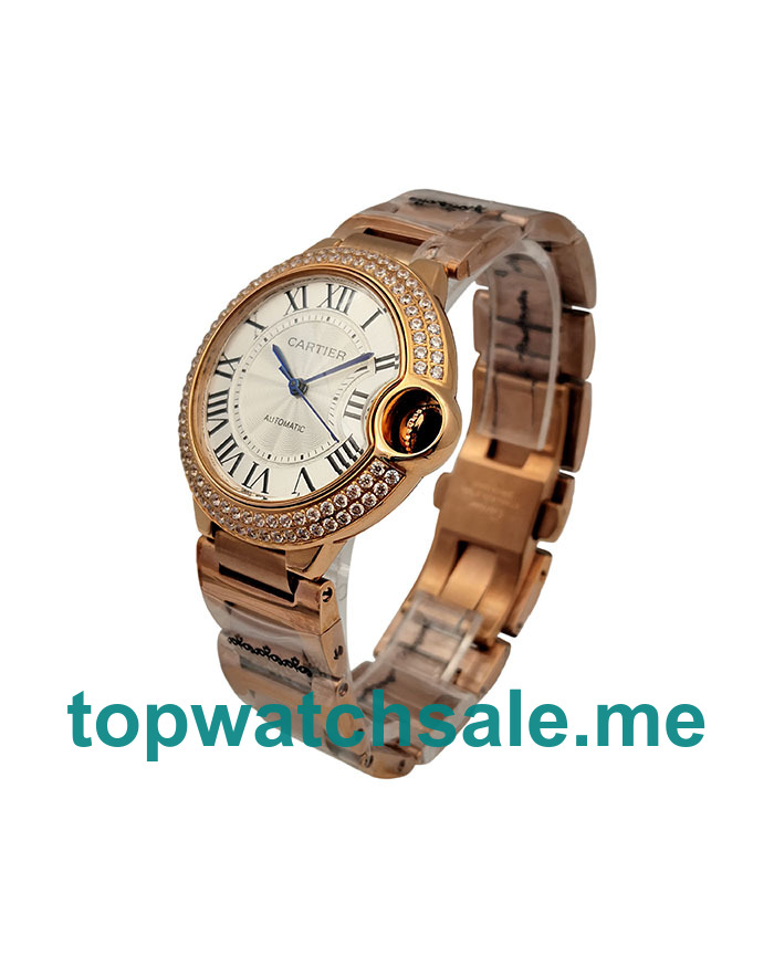 UK Silver Dials Rose Gold Cartier Ballon Bleu WE9005Z3 Replica Watches