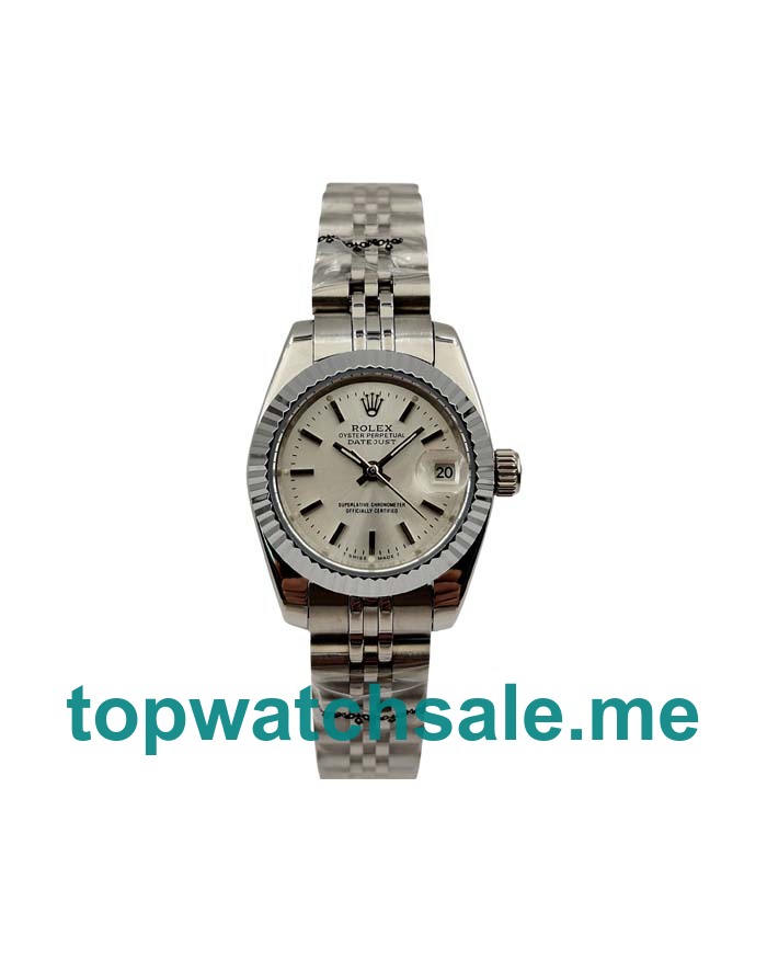 UK Silver Dials Steel Rolex Lady-Datejust 67194 Replica Watches