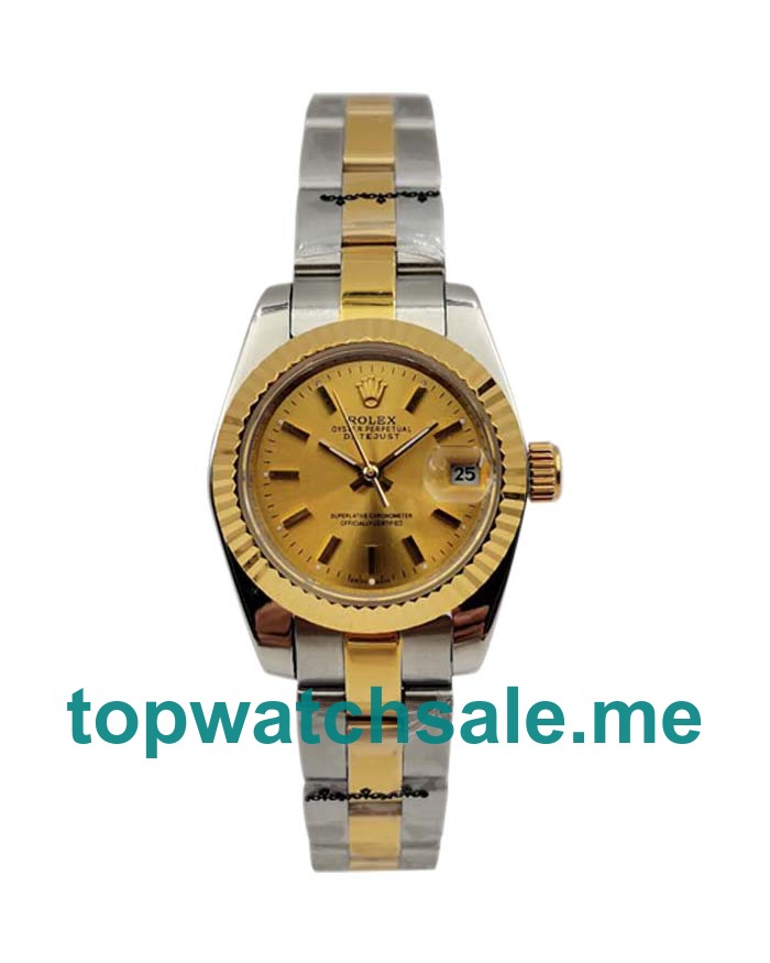 UK Champagne Dials Steel And Gold Rolex Lady-Datejust 76193 Replica Watches