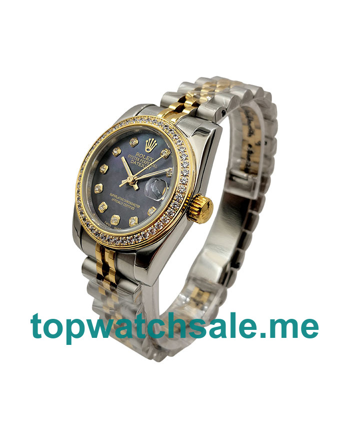 UK Black Mother Of Pearl Dials Steel And Gold Rolex Datejust 178383 Replica Watches