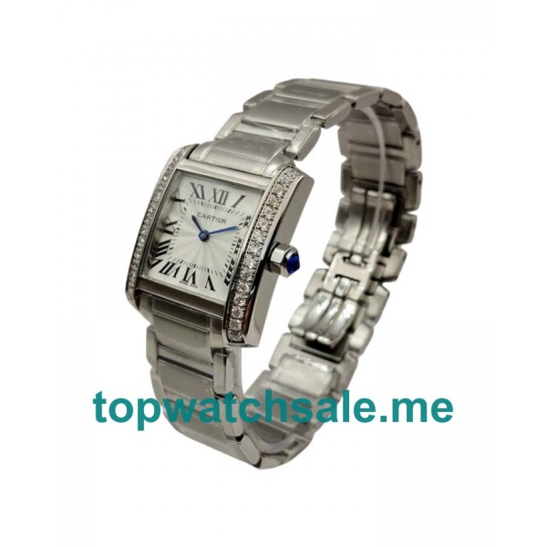 UK Silver Dials White Gold Cartier Tank Francaise WE1002S3 Replica Watches