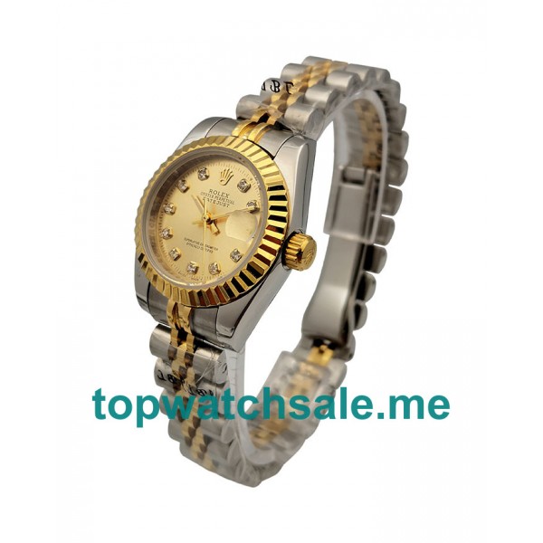 UK 26MM Champagne Dials Replica Rolex Lady-Datejust 69173 Watches