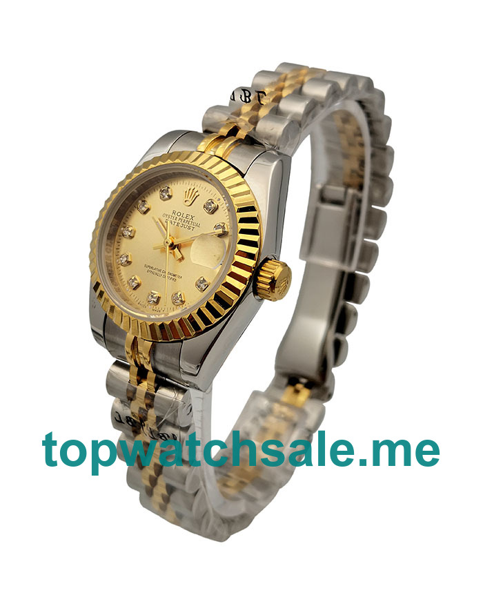 UK 26MM Champagne Dials Replica Rolex Lady-Datejust 69173 Watches