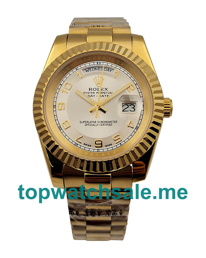 UK Ivory Dials Gold Rolex Day-Date II 218238 Replica Watches