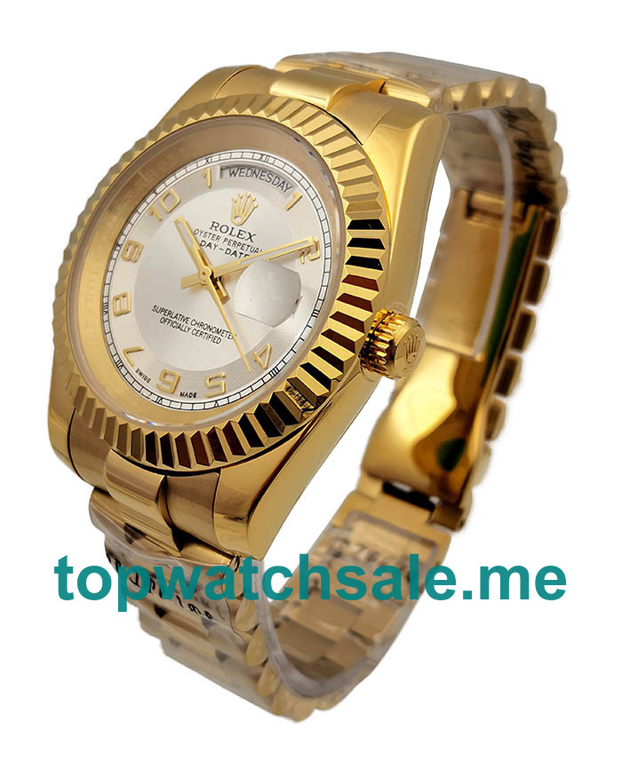 UK Ivory Dials Gold Rolex Day-Date II 218238 Replica Watches