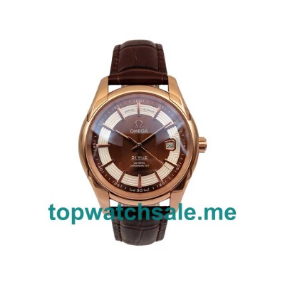 UK Brown Dials Red Gold Omega De Ville Hour Vision 431.63.41.21.13.001 Replica Watches