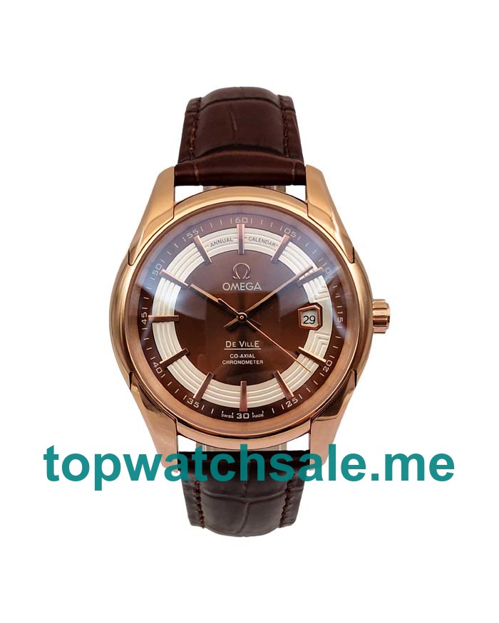 UK Brown Dials Red Gold Omega De Ville Hour Vision 431.63.41.21.13.001 Replica Watches