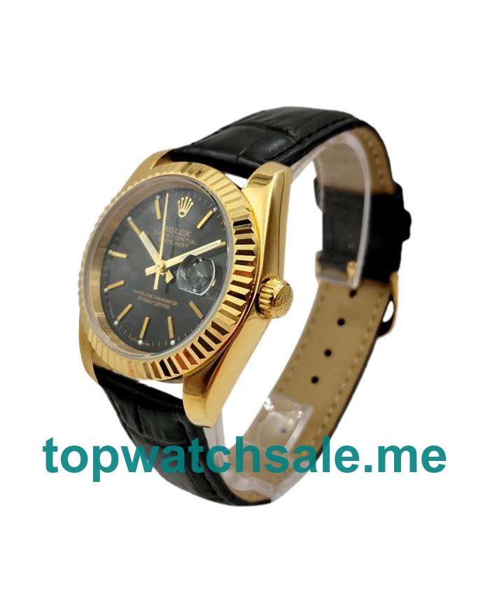 UK Black Dials Gold Rolex Datejust 6827 Replica Watches