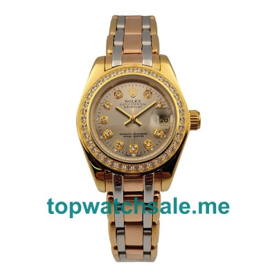 UK Champagne Dials Gold & Rose Gold & White Gold Rolex Pearlmaster 80298 Replica Watches