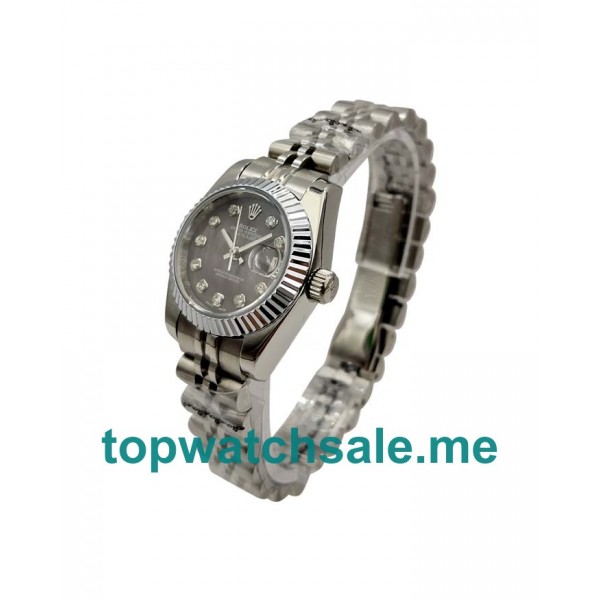 UK Black Mother Of Pearl Dials Steel And White Gold Rolex Lady-Datejust 79174 Replica Watches