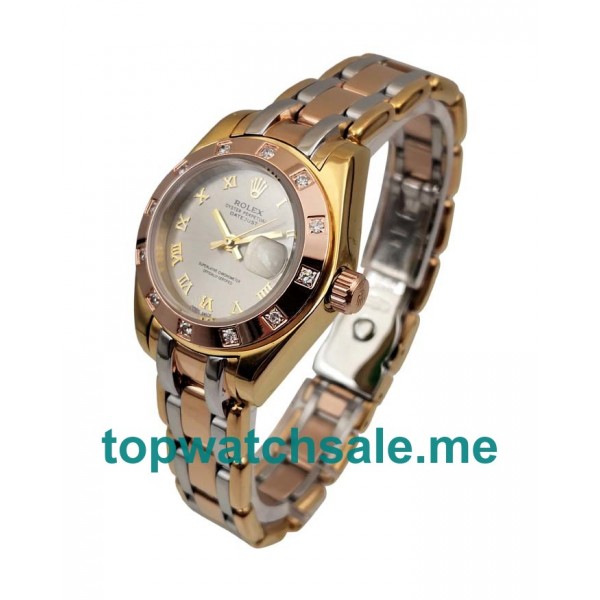 UK Rhodium Dials Gold Rolex Pearlmaster 80318 Replica Watches