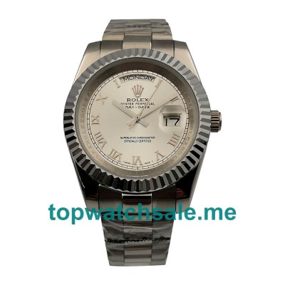 UK Silver Dials White Gold Rolex Day-Date II 218239 Replica Watches