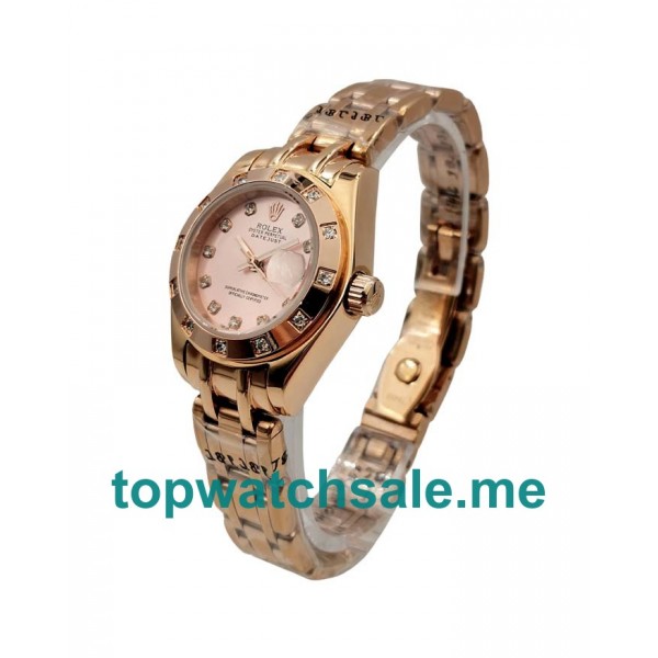 UK Rose Dials Rose Gold Rolex Pearlmaster 80315 Replica Watches