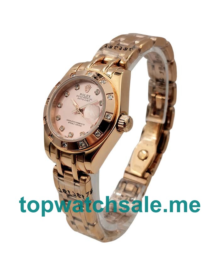 UK Rose Dials Rose Gold Rolex Pearlmaster 80315 Replica Watches