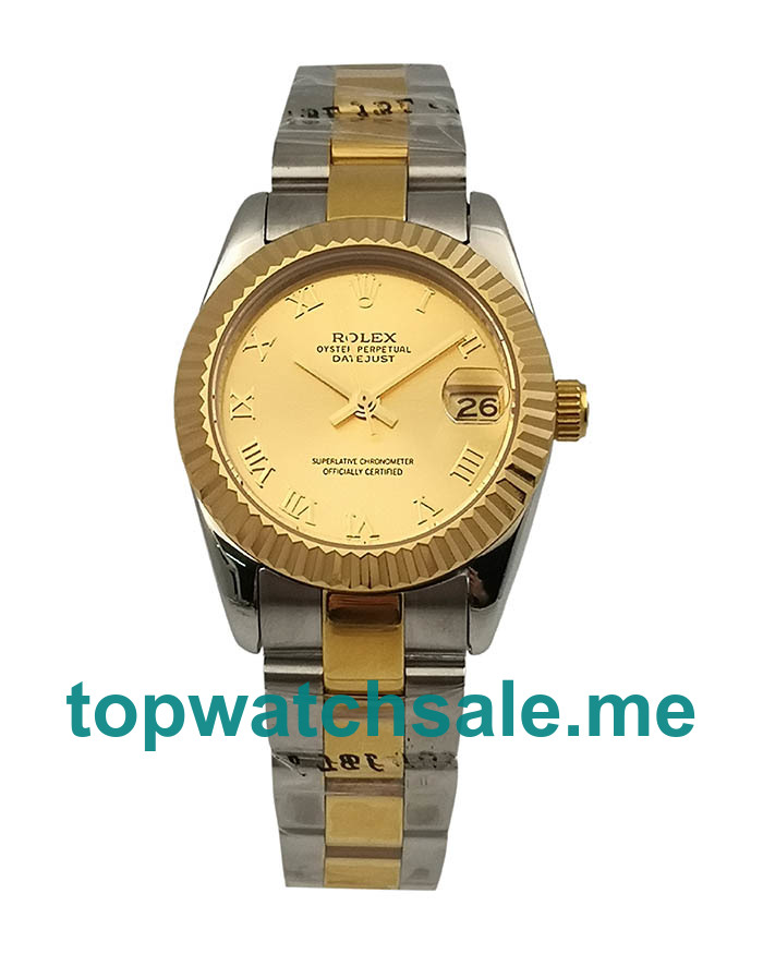 UK Champagne Dials Steel And Gold Rolex Datejust 178273 Replica Watches