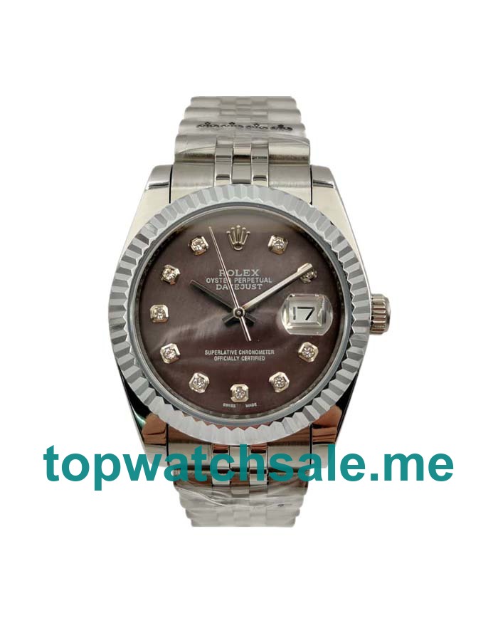 UK Black Mother Of Pearl Dials Steel And White Gold Rolex Datejust 116234 Replica Watches