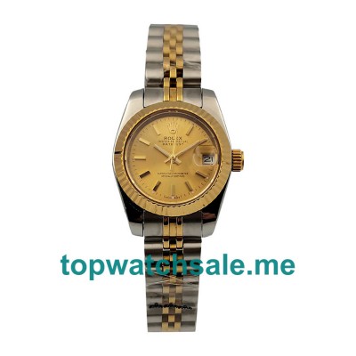 UK Champagne Dials Steel And Gold Rolex Lady-Datejust 79173 Replica Watches