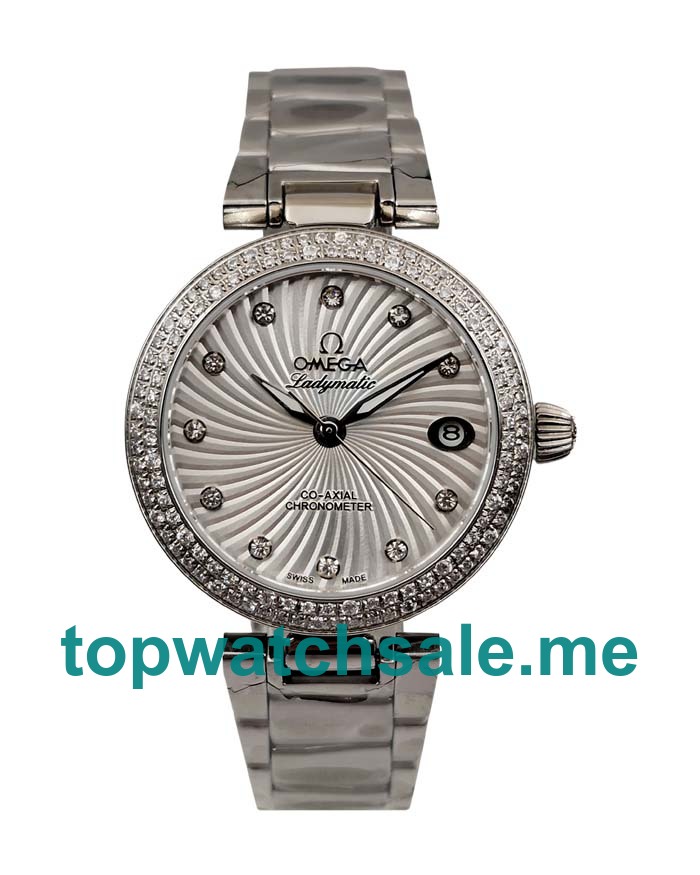 UK Luxury Stainless Steel Fake Omega De Ville Ladymatic 425.35.34.20.55.001 Watches With Diamonds