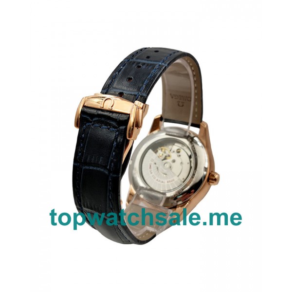 UK Blue Dials Rose Gold Omega De Ville Hour Vision 431.53.41.22.13.001 Replica Watches